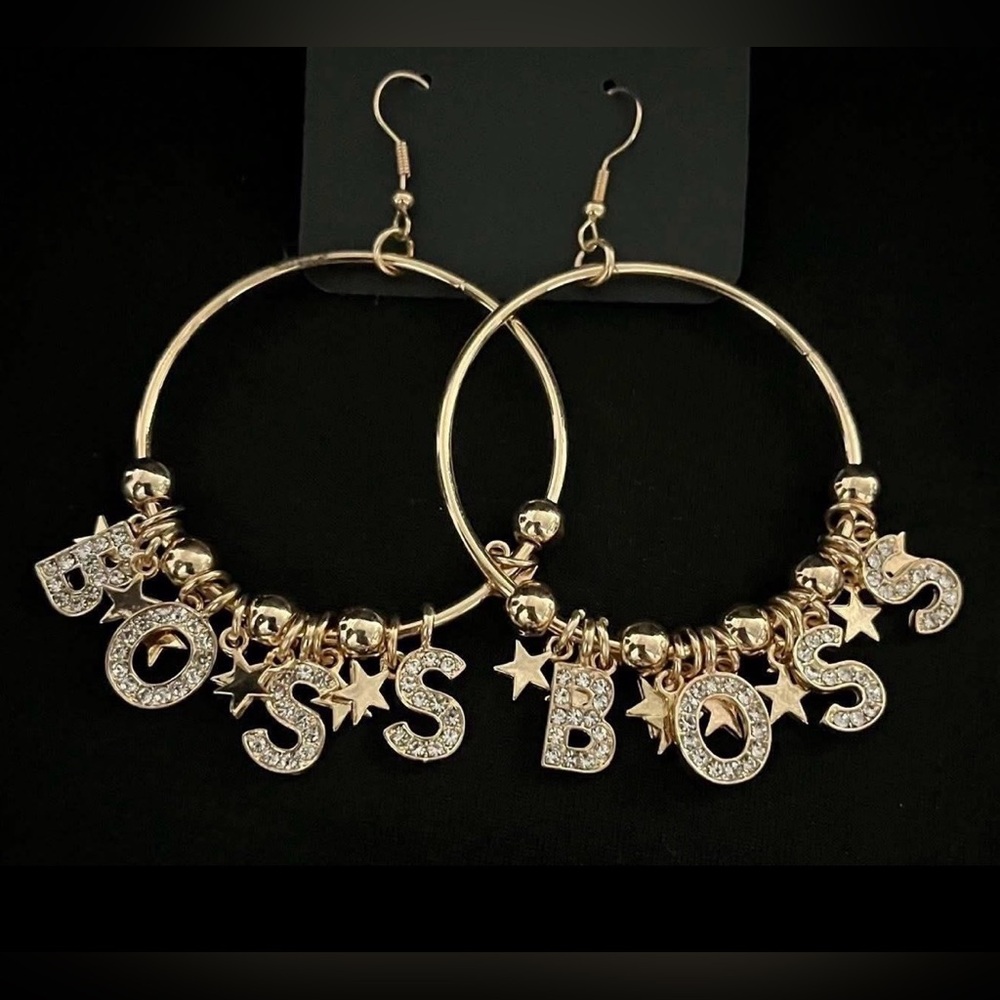 Gold 'BOSS' Hoop Earrings